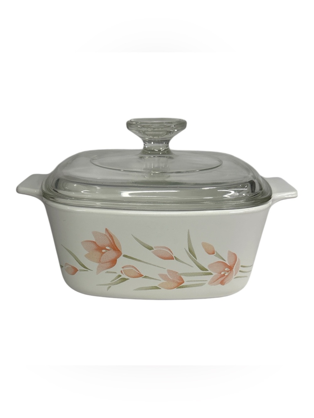 Vintage Corning Ware Casserole Dish Peach Floral A-1 1/2-B 1.5 Liter w/ Lid